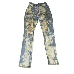 Tie-Dye Distressed Light Wash Denim Jeans Size 15 By Aphrodite Bleached‎ Ripped